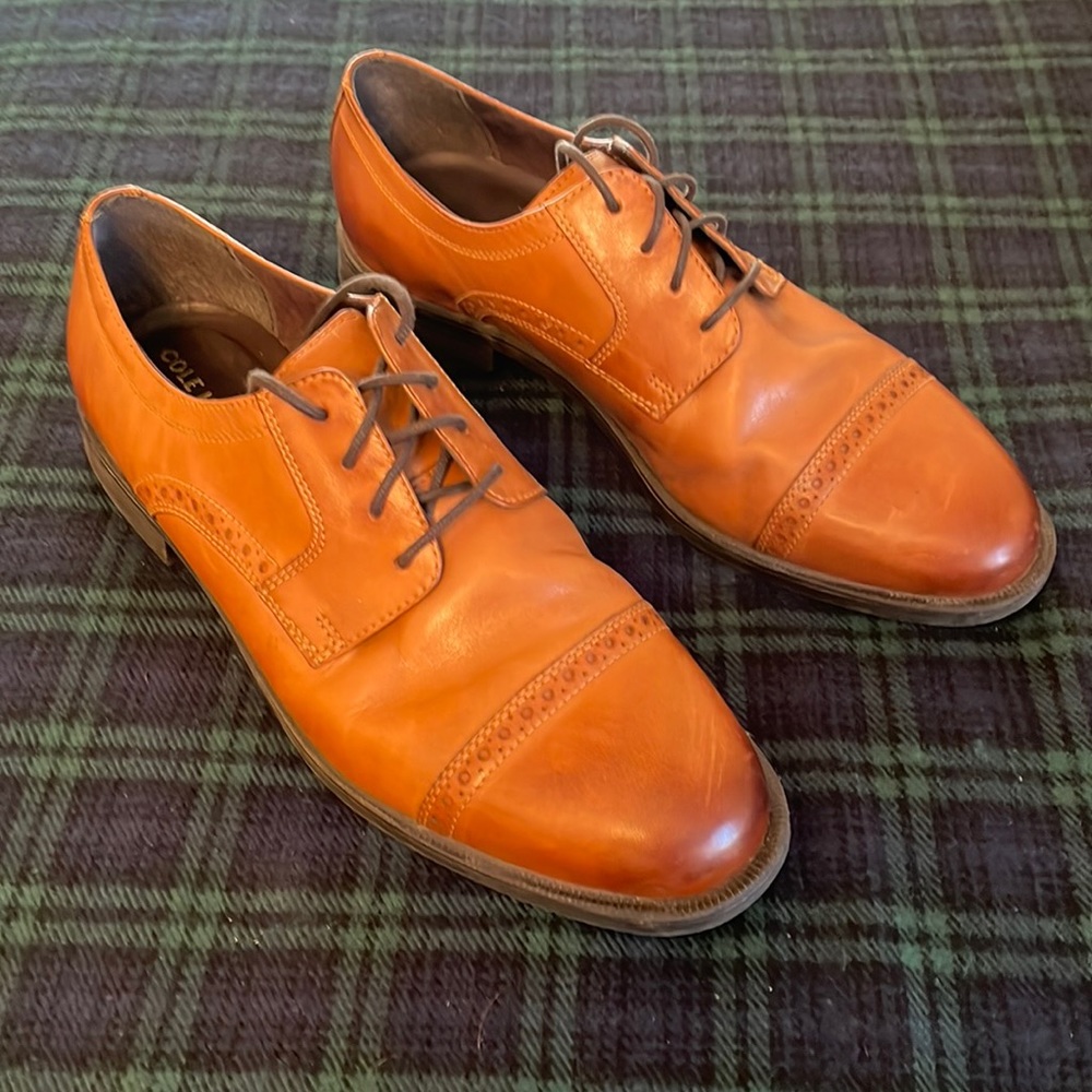 Cole Haan Mens 10-1/2 Brown Cap-toe leather dress shoe